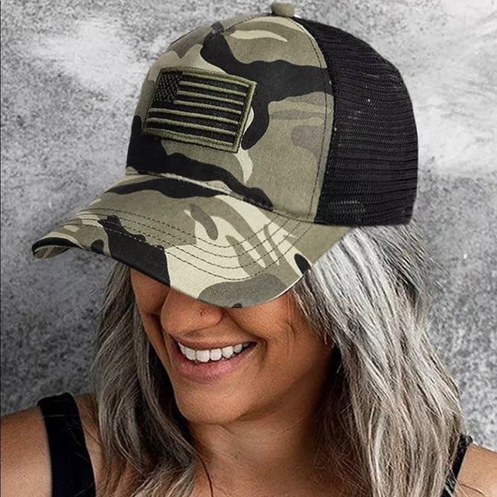 Camo USA flag Baseball Cap